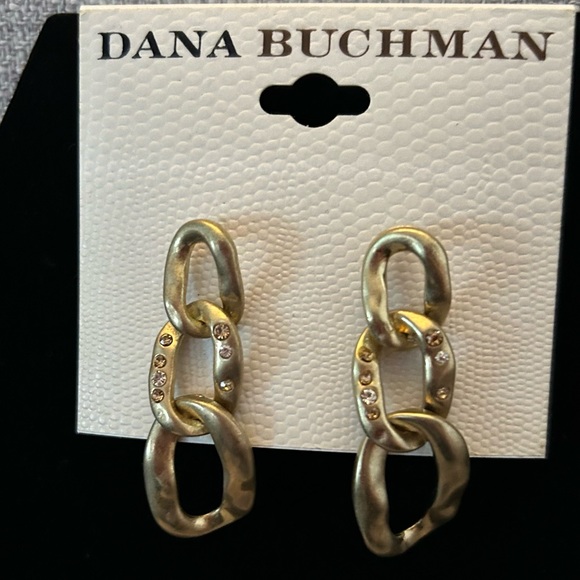 NWT Dana Buchman gold post earrings with rhinestone - Picture 3 of 6